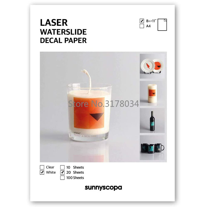 White Toner Transfer Paper - 20แผ่นA4สีขาวเครื่องพิมพ์เลเซอร์สีน้ำสไลด์Decal TransferกระดาษDIYแผ่นสีขาวความละเอียดสูงDIYออกแบบถ้วย