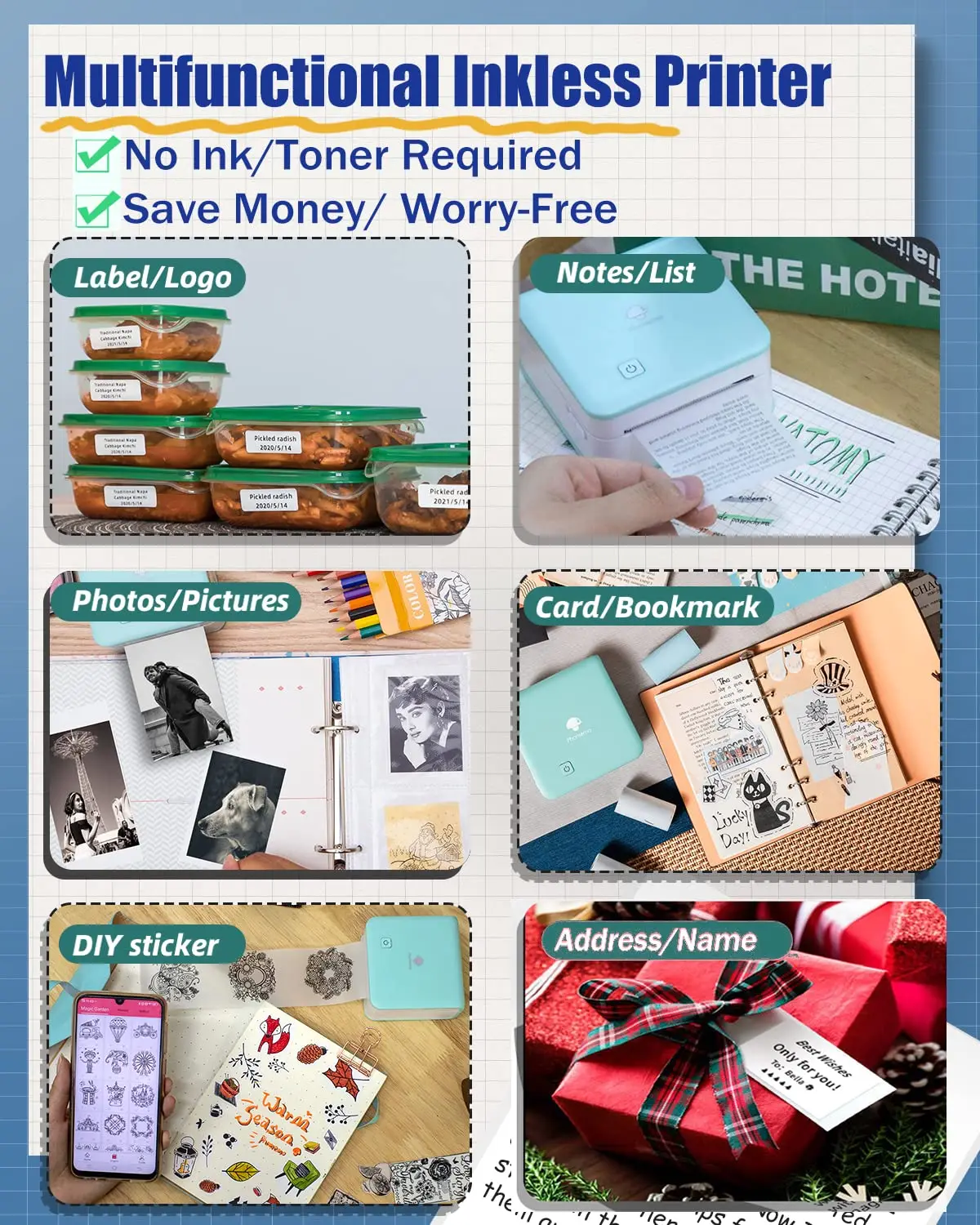 Phomemo เครื่องพิมพ์แบบพกพาขนา - Commercial Photo Printer บทวิจารณ์และราคา